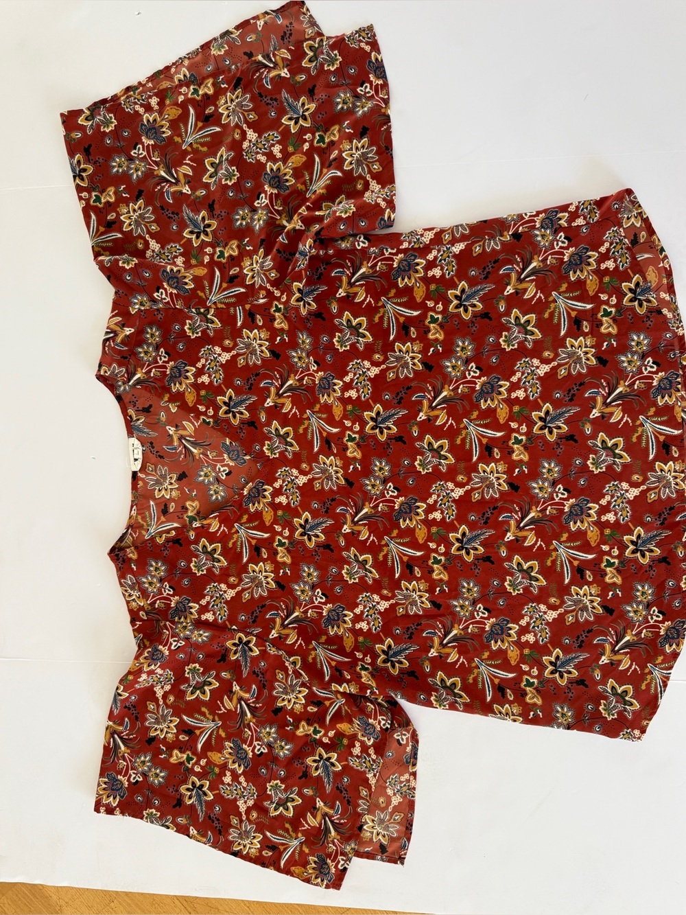 West K Floral Blouse in Red Multicolor XL